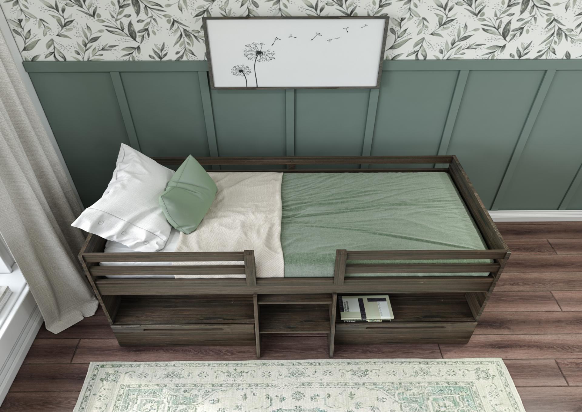 Loft Bed with mini ladder in espresso brown
